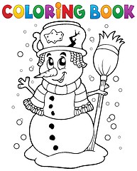 Image showing Coloring book snowman theme 1