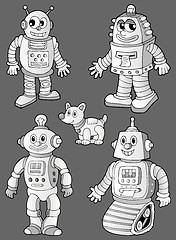 Image showing Black and white robots on grey