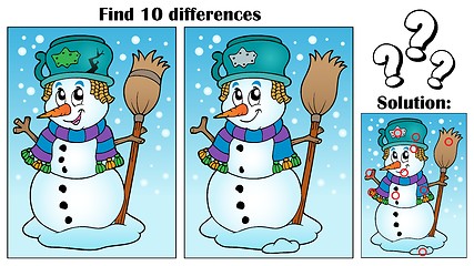 Image showing Find differences theme with snowman