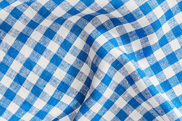 Image showing Natural Plaid Fabric Abstract Background Texture, Blue And White