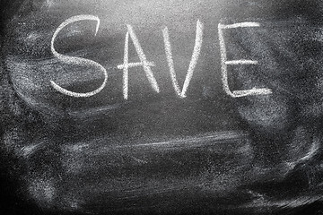 Image showing Handwritten Message On Chalkboard Save