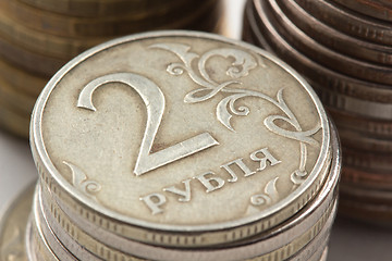 Image showing Russian ruble coins closeup