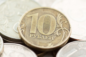 Image showing Russian ruble coins closeup