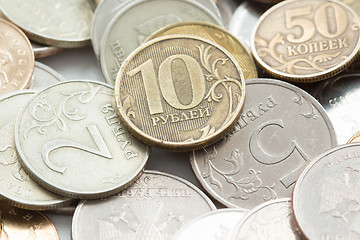 Image showing Russian ruble coins closeup