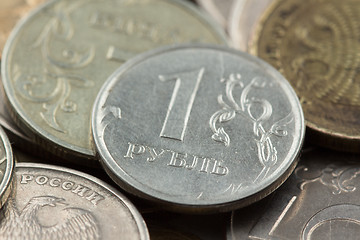 Image showing Russian ruble coins closeup