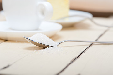 Image showing italian espresso coffee and cheese cake