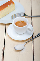 Image showing italian espresso coffee and cheese cake