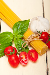 Image showing Italian spaghetti pasta tomato and basil