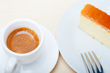 Image showing italian espresso coffee and cheese cake