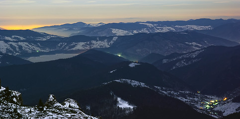 Image showing Evening lights from the mountains