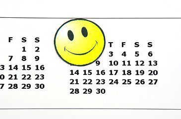 Image showing Happy face on a calendar