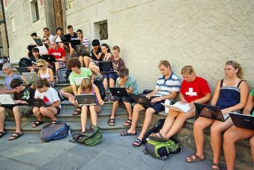 Image showing Young students at lesson