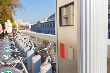 Image showing Station of urban bicycles for rent