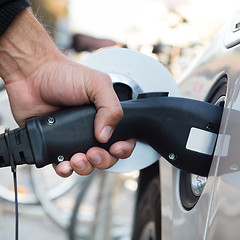 Image showing Electric Car in Charging Station.