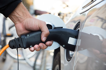 Image showing Electric Car in Charging Station.