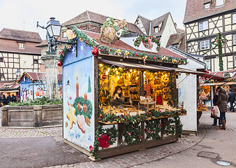 Image showing Traditional Kisok in an Alsatian Christmas Market