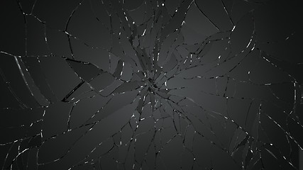 Image showing Shattered or destructed glass on black