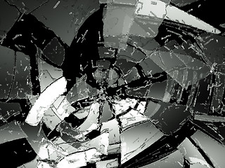 Image showing Pieces of Destructed glass on black