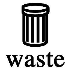 Image showing Waste bin sign in black and white