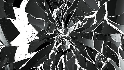 Image showing Shattered pieces of glass on white