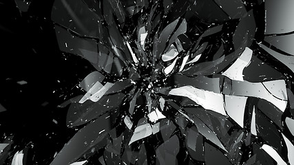 Image showing Destructed or broken glass on black