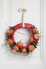 Image showing Decorated halloween twig wreath