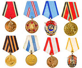 Image showing Collection Set ?ollage Of Russian Soviet Medals For Participati