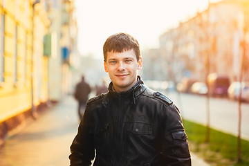 Image showing Handsome Man Outdoors Portrait. Autumn Colors.