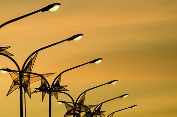 Image showing Christmas Sunset Electric Posts