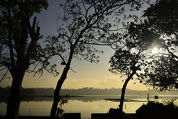 Image showing Fiery Sunrise Lake