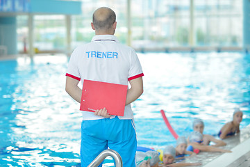 Image showing children group  at swimming pool