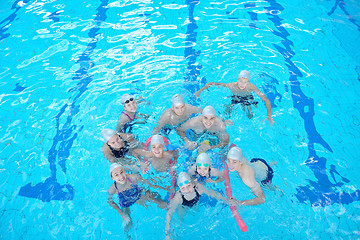 Image showing children group  at swimming pool