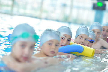 Image showing children group  at swimming pool