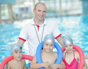 Image showing children group  at swimming pool