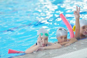 Image showing children group  at swimming pool