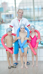 Image showing children group  at swimming pool