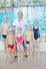 Image showing children group  at swimming pool