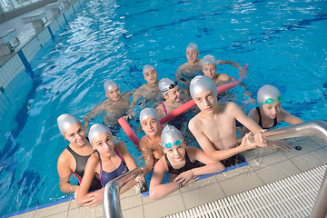 Image showing children group  at swimming pool