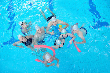 Image showing children group  at swimming pool