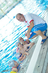 Image showing children group  at swimming pool