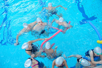 Image showing children group  at swimming pool