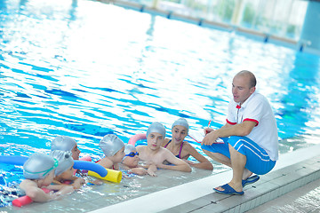 Image showing children group  at swimming pool