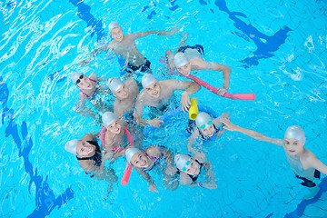 Image showing children group  at swimming pool