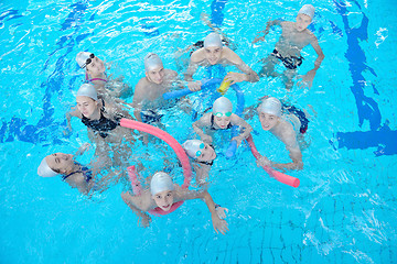 Image showing children group  at swimming pool