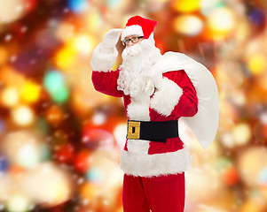 Image showing man in costume of santa claus with bag