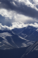 Image showing Evening mountains in mist