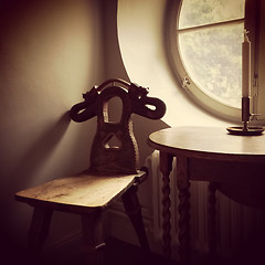 Image showing Retro style interior with wooden furniture