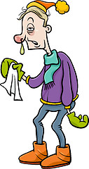 Image showing man with flu cartoon illustration