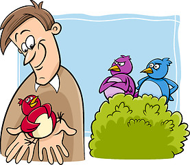 Image showing bird in the hand cartoon