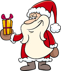 Image showing santa with gift cartoon illustration